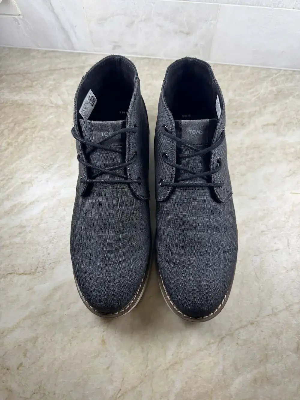 TOMS Navi Chukka Boots Men’s 10.5 Black Crosshatch Canvas Casual Lace Up